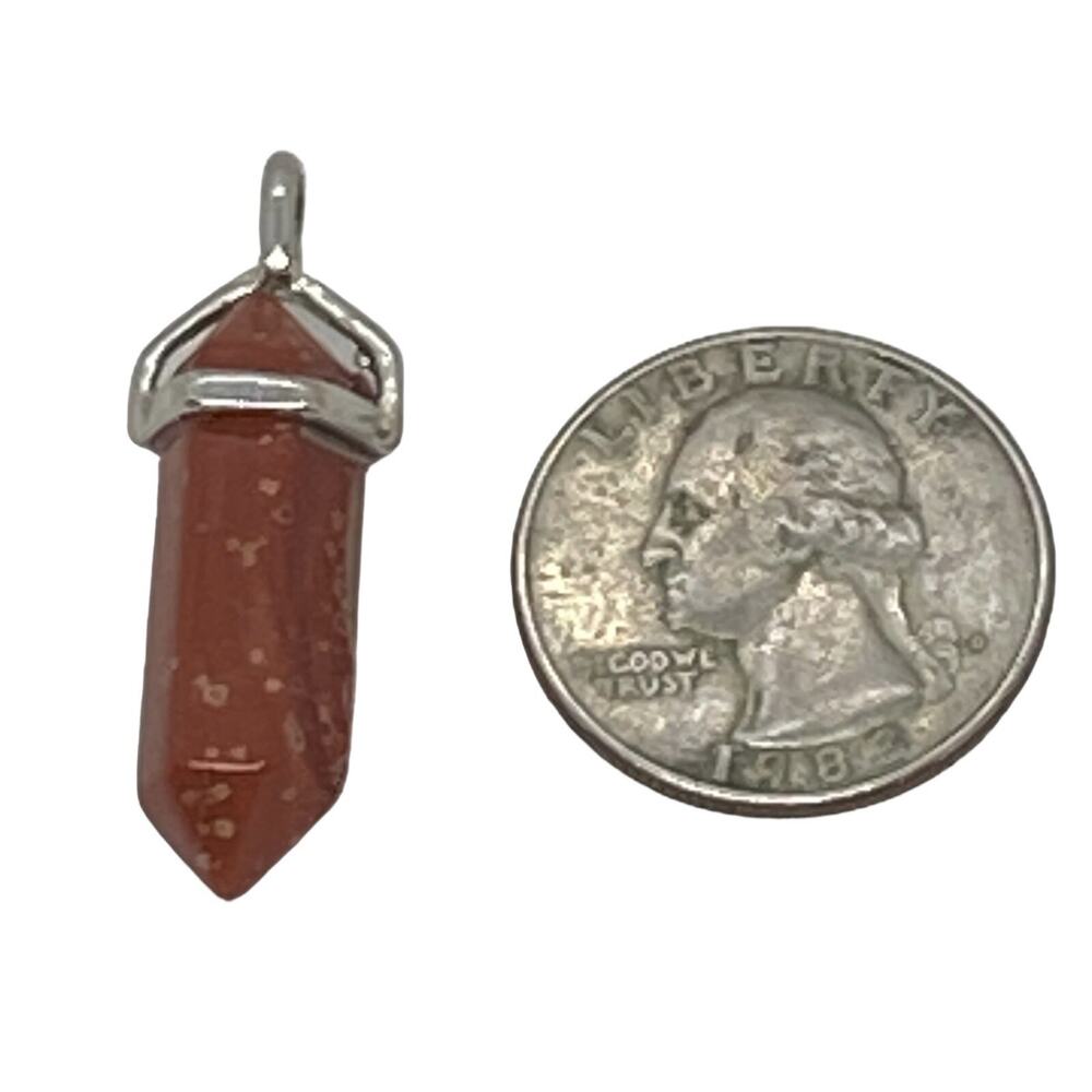 Crystal Quartz Gold Sand Pendant 1.75” Double Terminated Hexagonal Point Silver - Picture 13 of 16